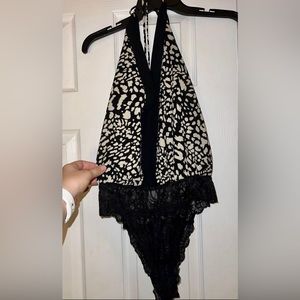 Black and crème bodysuit